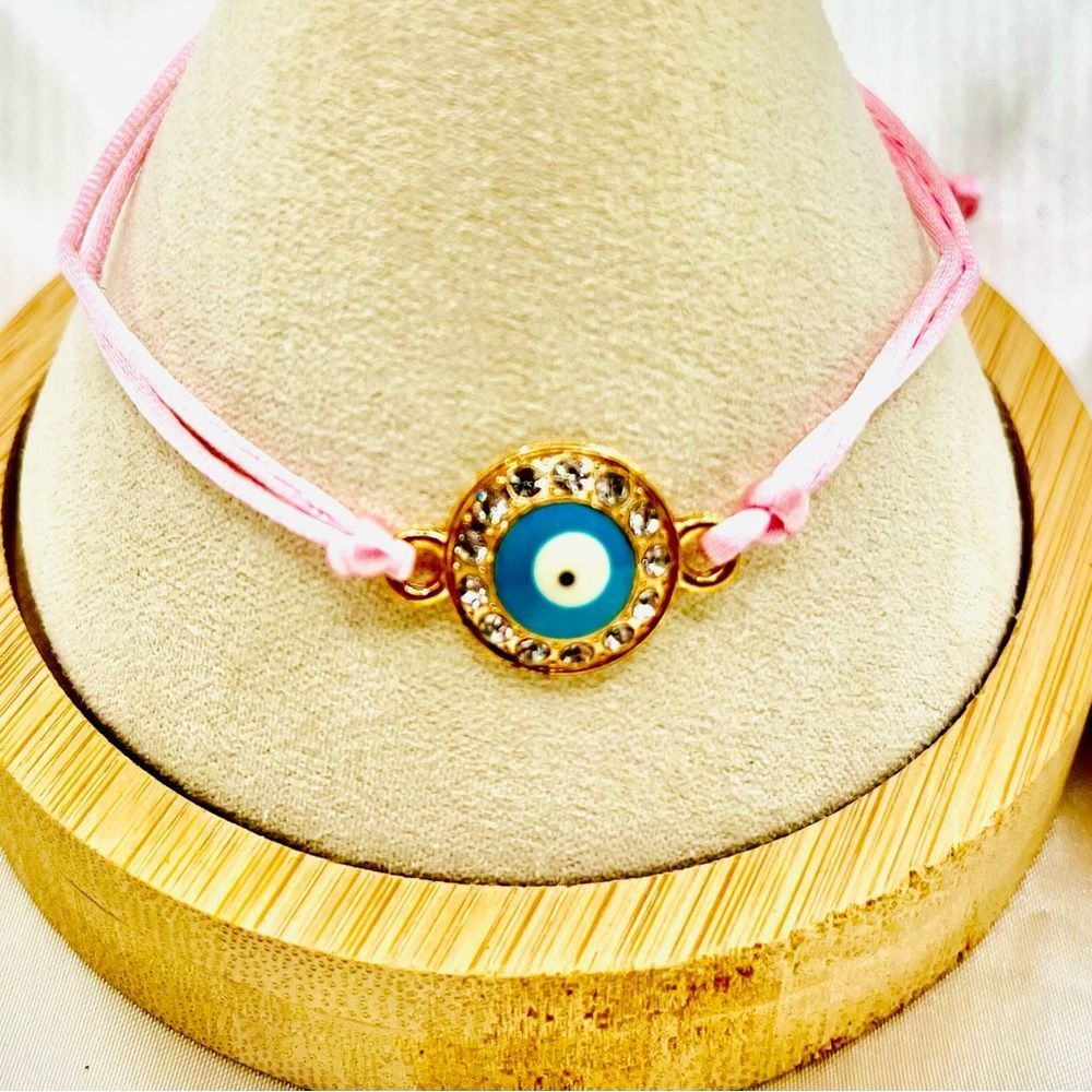 Gold and Pink Evil Eye Bracelet